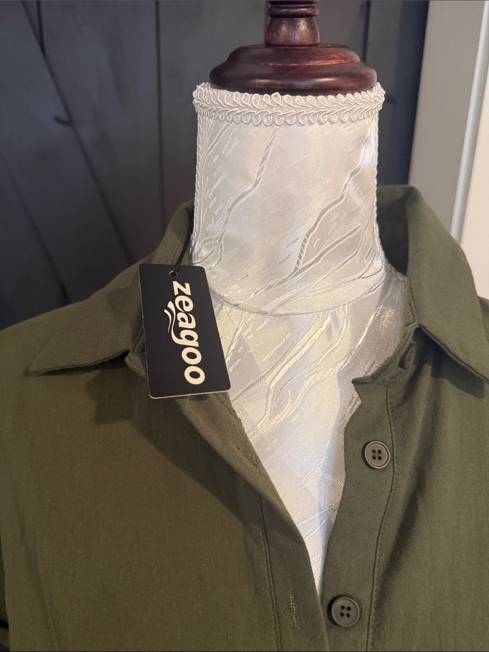 Zeagoo Olive Green Collared Polo Tunic - Picture 3 of 6